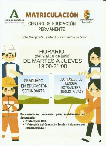 Educación Permanente: Arranca el periodo de matrícula para mejorar tu formación en Benahadux
